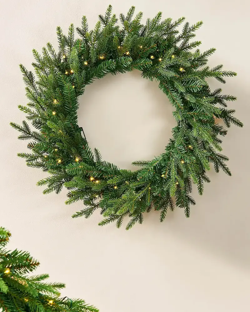 Pre-Lit Multi-Function Douglas Fir Wreath, 60 cm