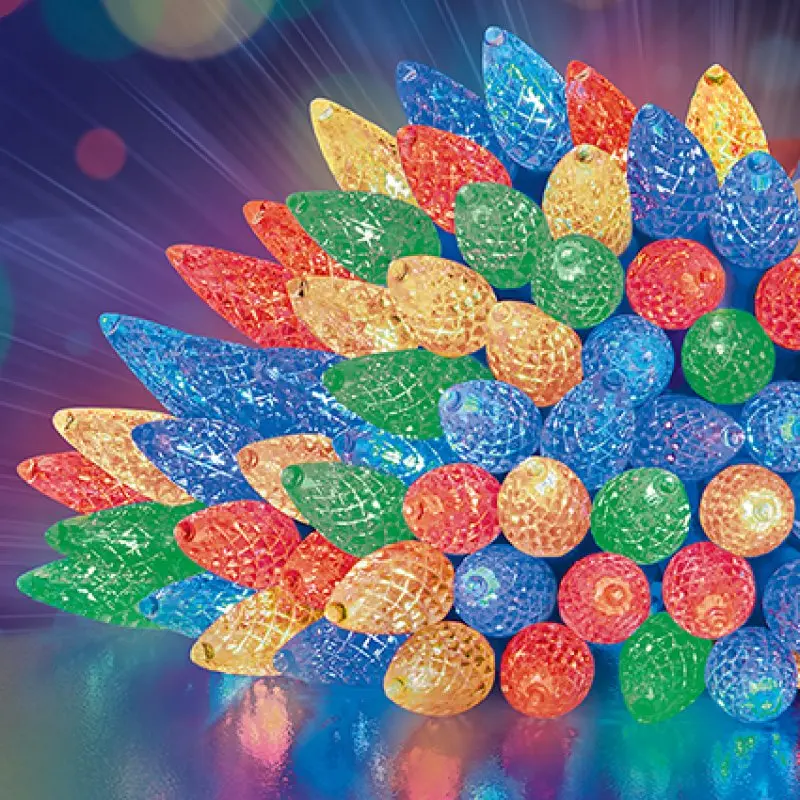Premier Multi Coloured Pinecone C6 LED Multi Action with Timer Function - Set of 150