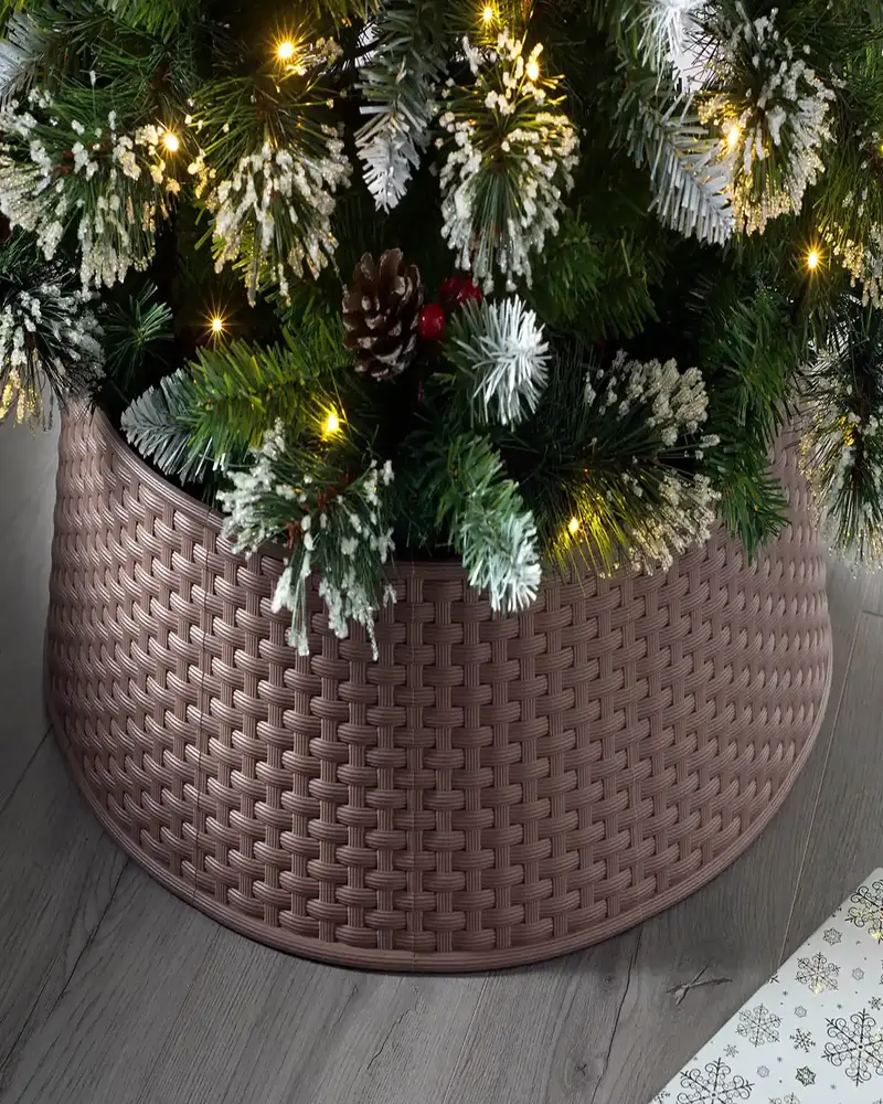 Rattan Effect Tree Collar, Brown, 65 cm