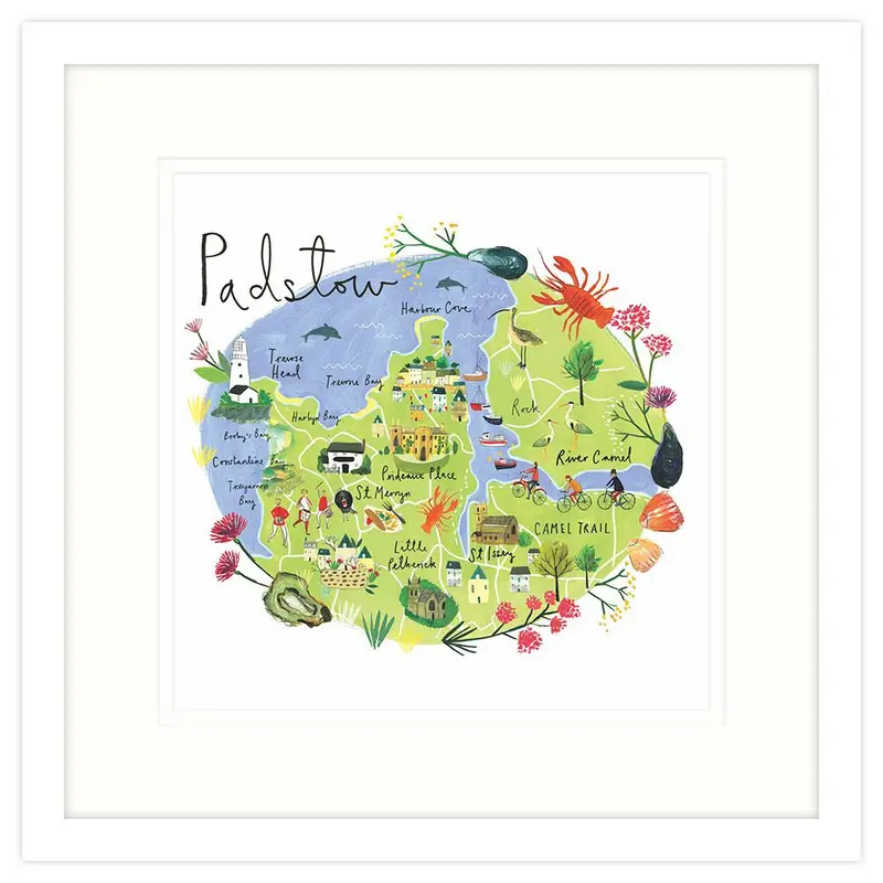 RC03F - Padstow Map Framed Print