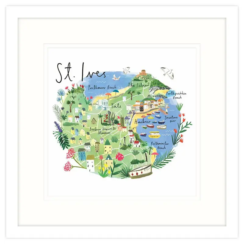 RC05F - St Ives Map Framed Print