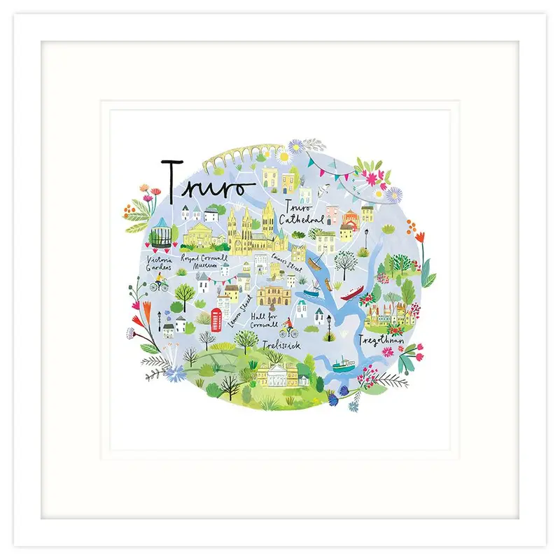 RC08F - Truro Map Framed Print