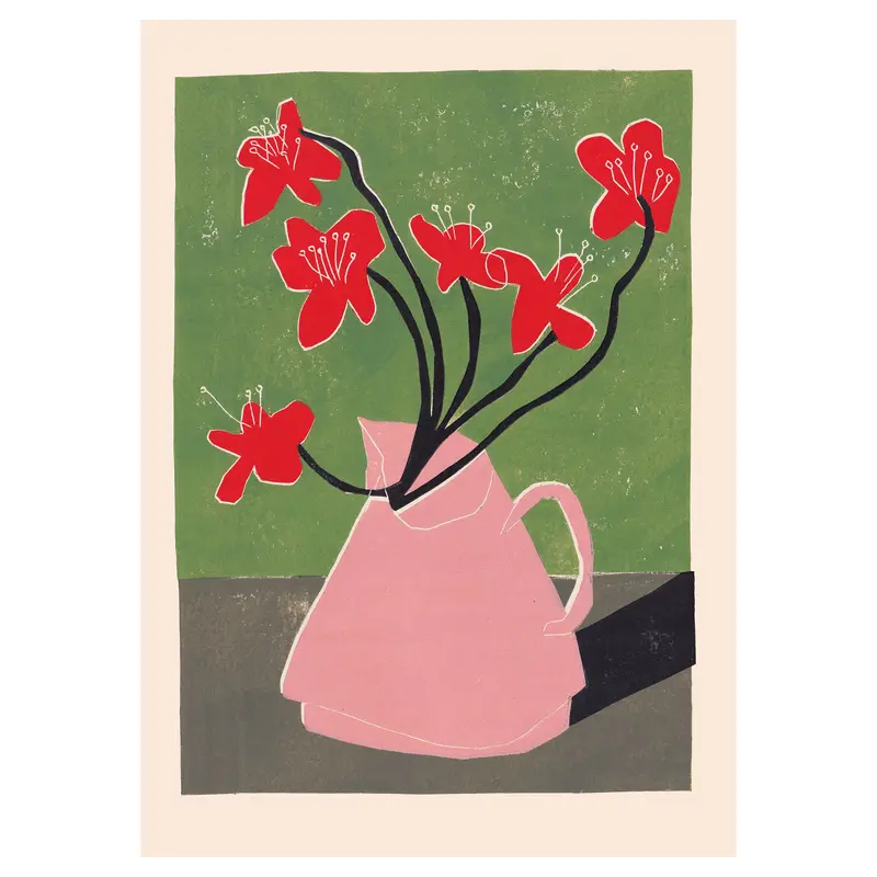 'Red Geums' Art Print