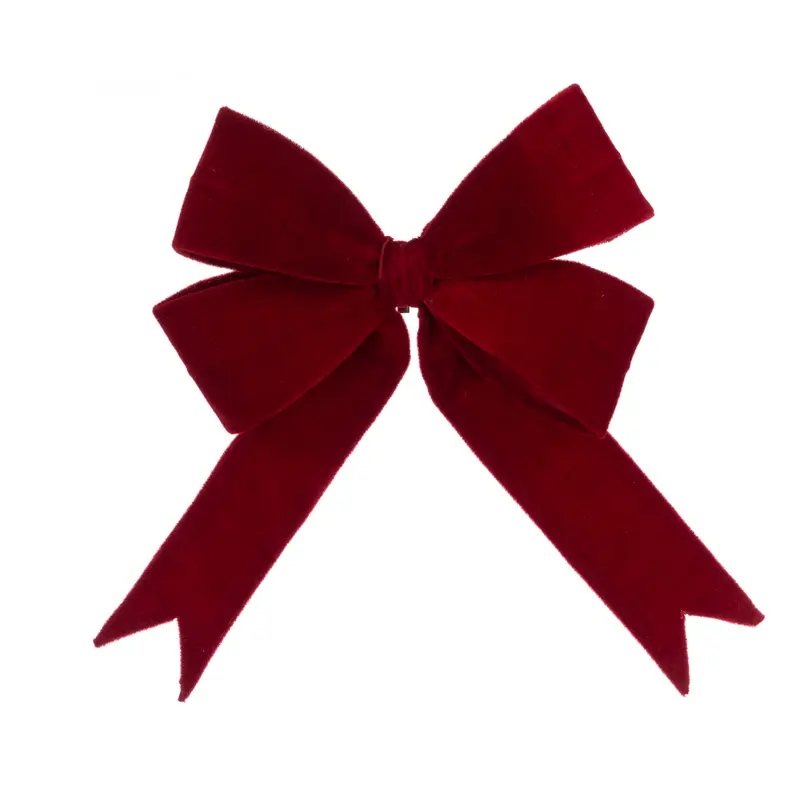 Red Velvet Wired Bow - 35cm