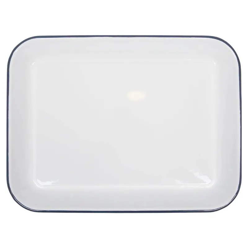Rinkit 34cm White Rectangle Enamel Baking Tray
