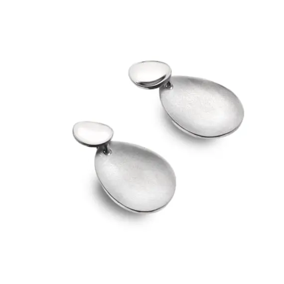 Silver Curved Pebble Studs