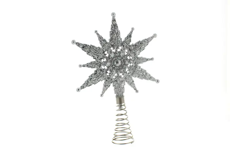 Silver Glitter Star Tree Topper