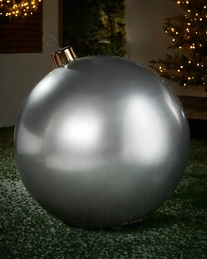 Silver Inflatable Christmas Bauble, 76 cm