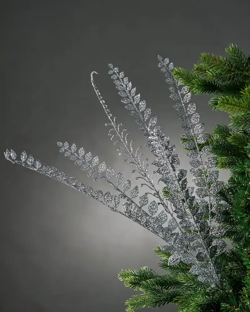 Silver Leaf Christmas Tree Spray, 84 cm