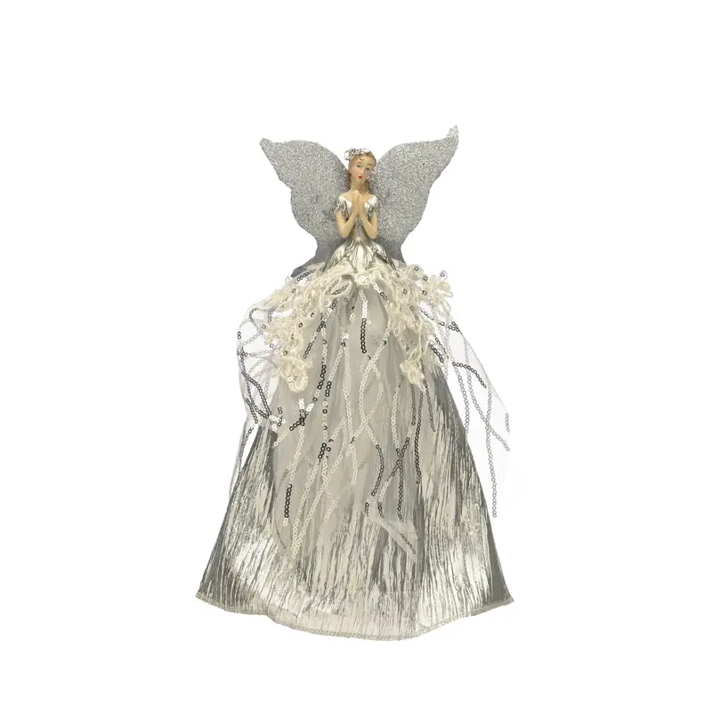 Silver & White Angel Tree Topper - 30cm