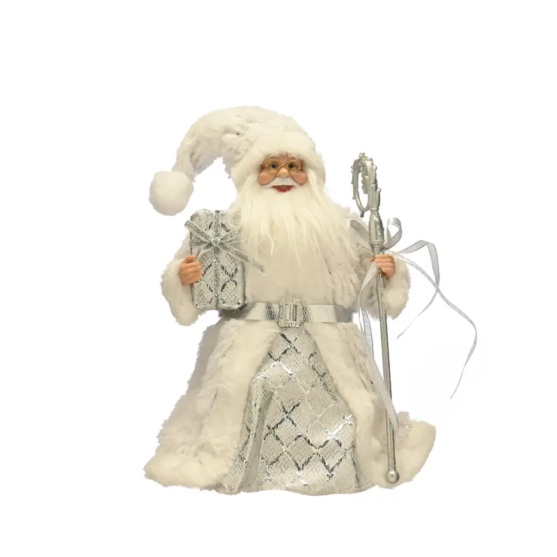 Silver & White Santa Tree Topper - 30cm