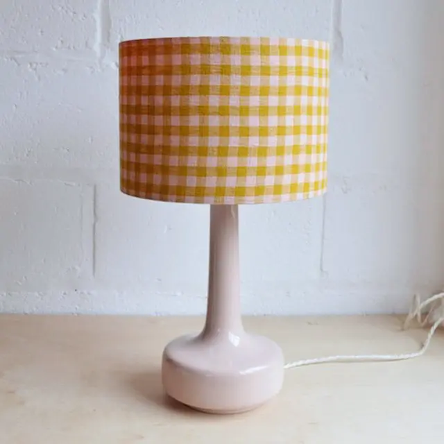 Small Gingham Lampshade - Rhubarb & Custard