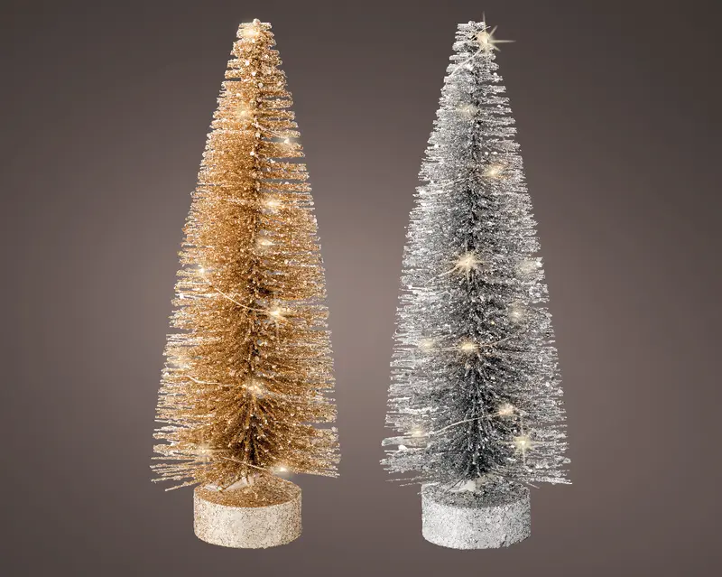 Small Micro LED Glitter Brush Tree - 26cm