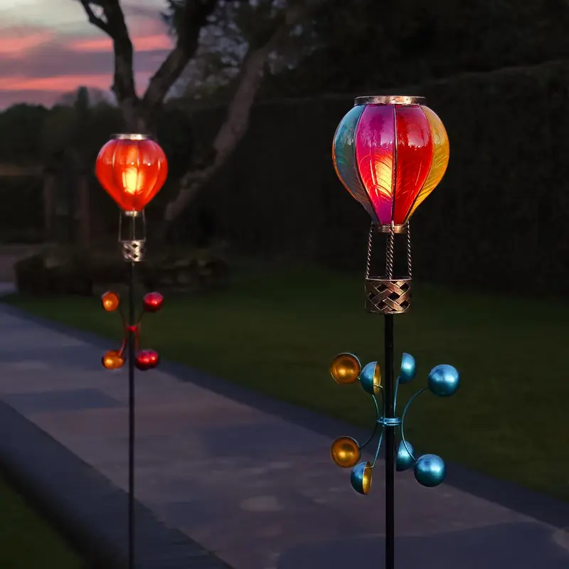 Solar Cool Flame Balloon Wind Spinner Stake Light