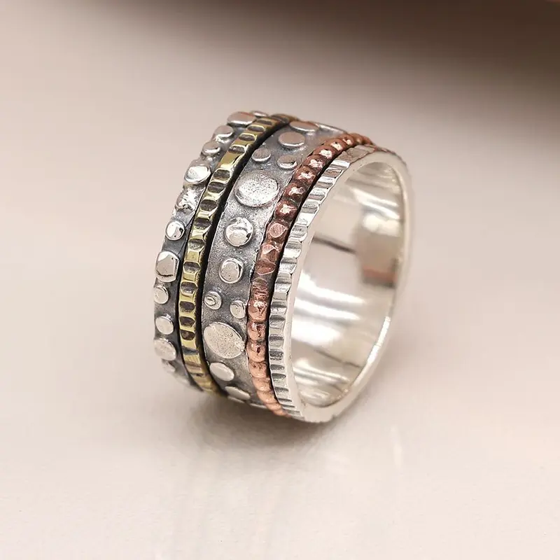 Sterling silver ring with embossed bubbles