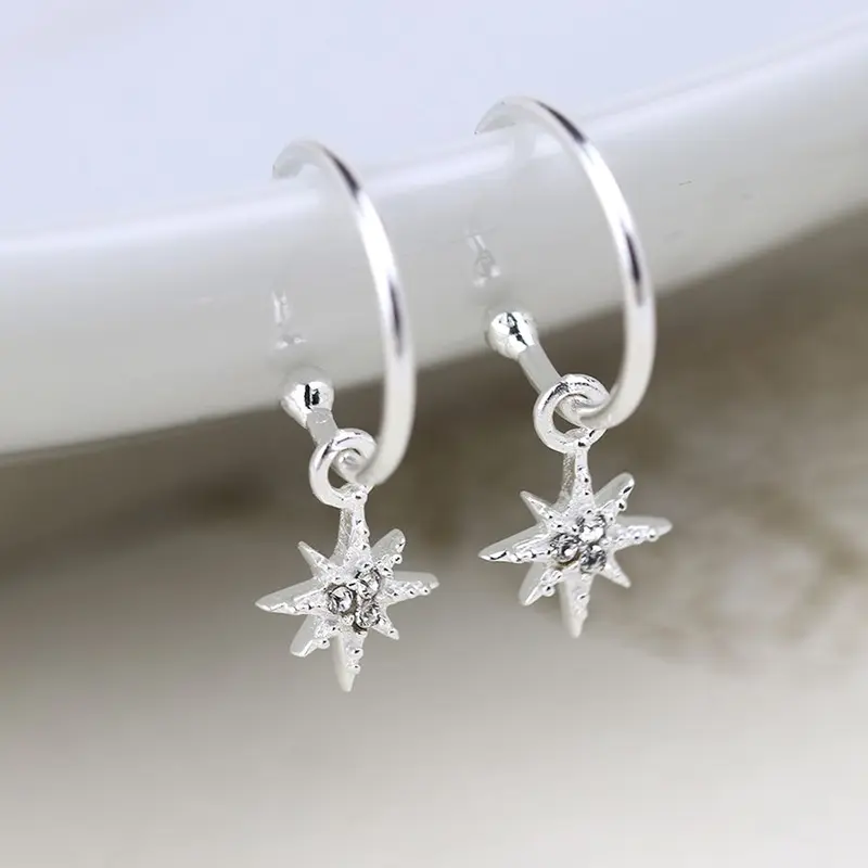 Sterling silver sleeper star earrings
