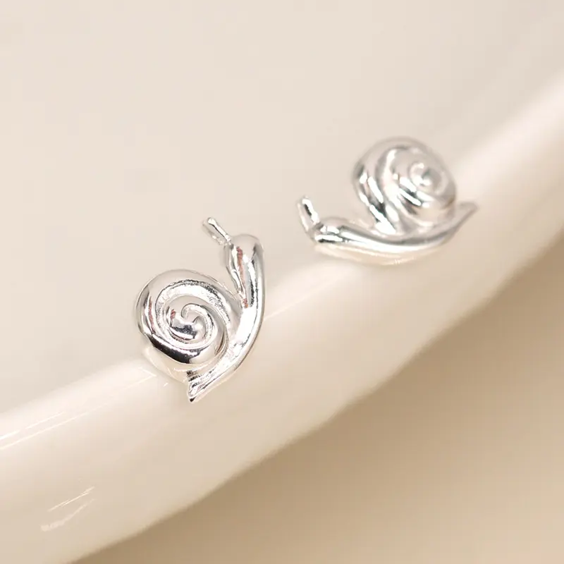 Sterling Silver Snail Stud Earrings