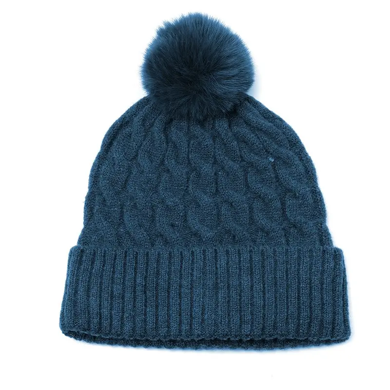 Teal Cable Knit Hat