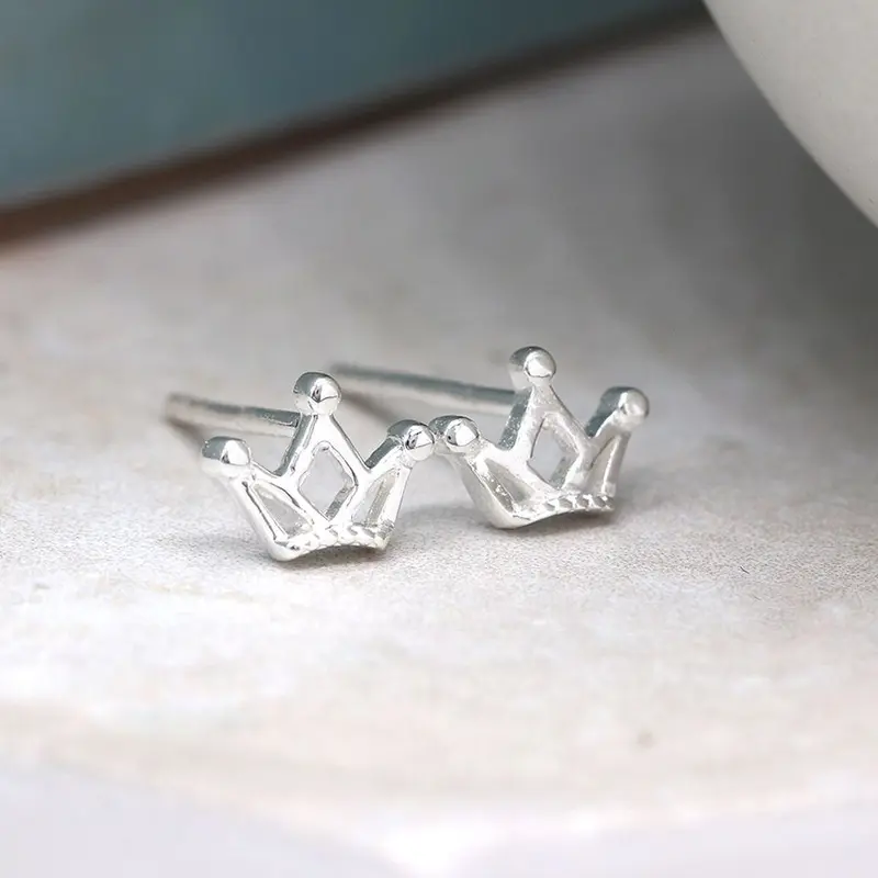 Tiny Sterling Silver Crown studs