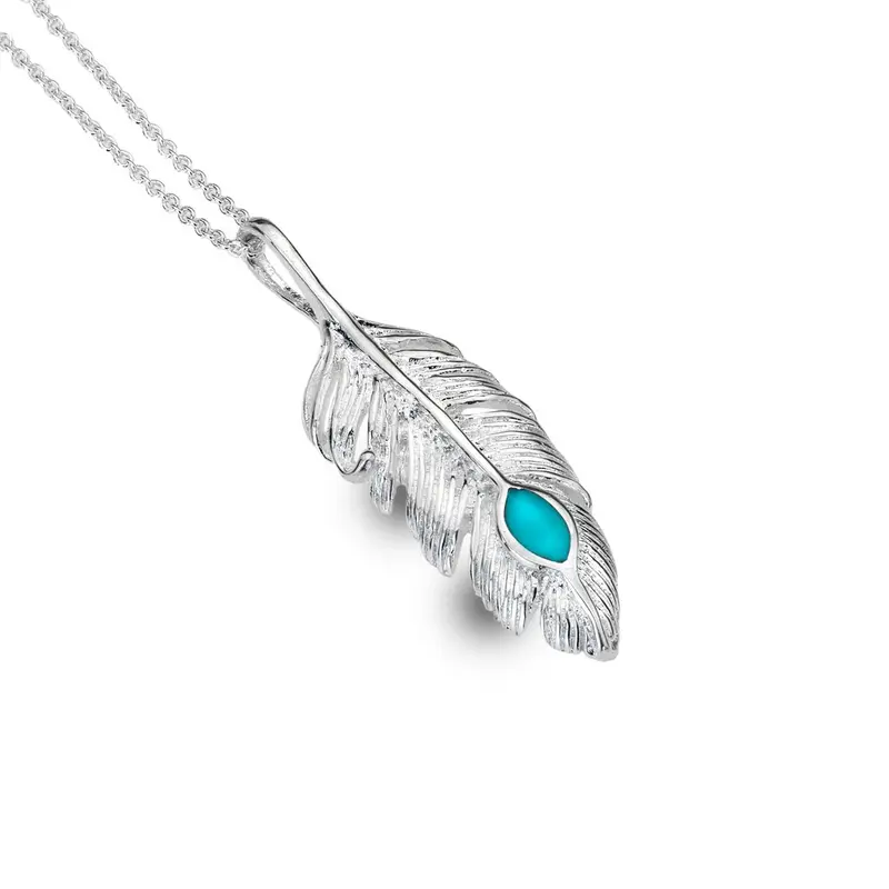 Turquoise Feather Necklace