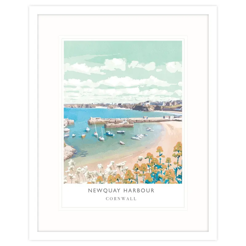 WF104F - Newquay Harbour Large Framed Print