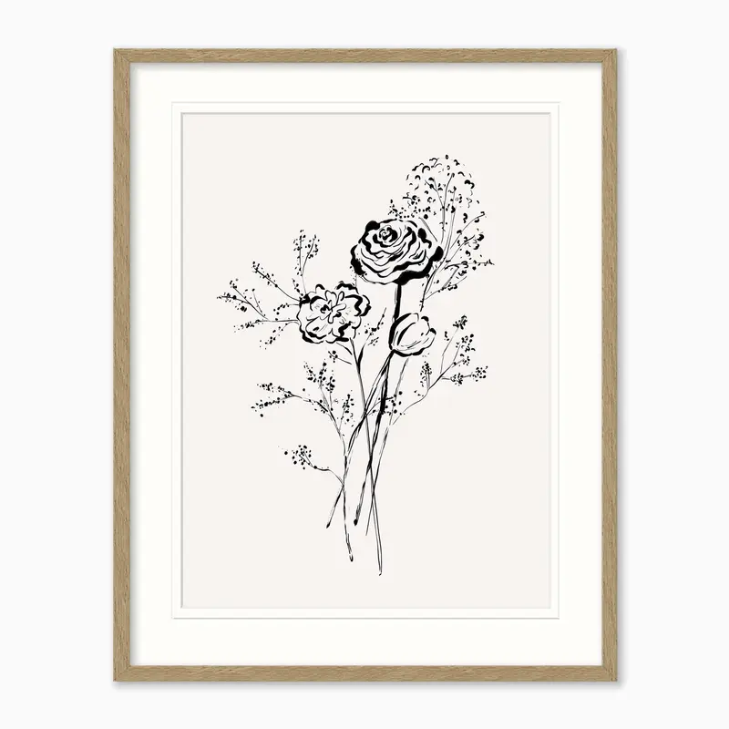 WF1205F - Wild Rose Stem Small Framed Print