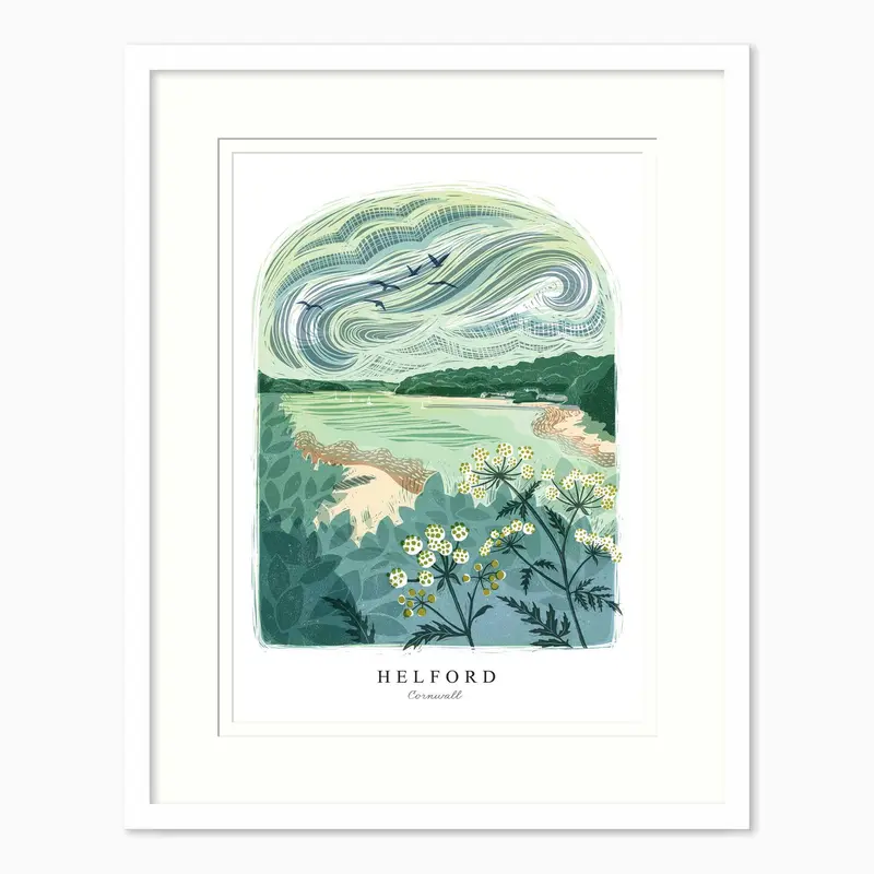 WF1237F - Helford Lino Small Framed Print