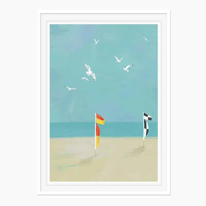 WF1247F - Beach Flags Small Framed Print