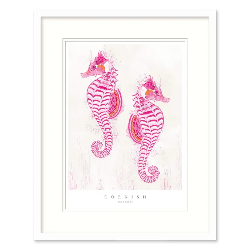 WF710F - Cornish Seahorses Small Framed Print