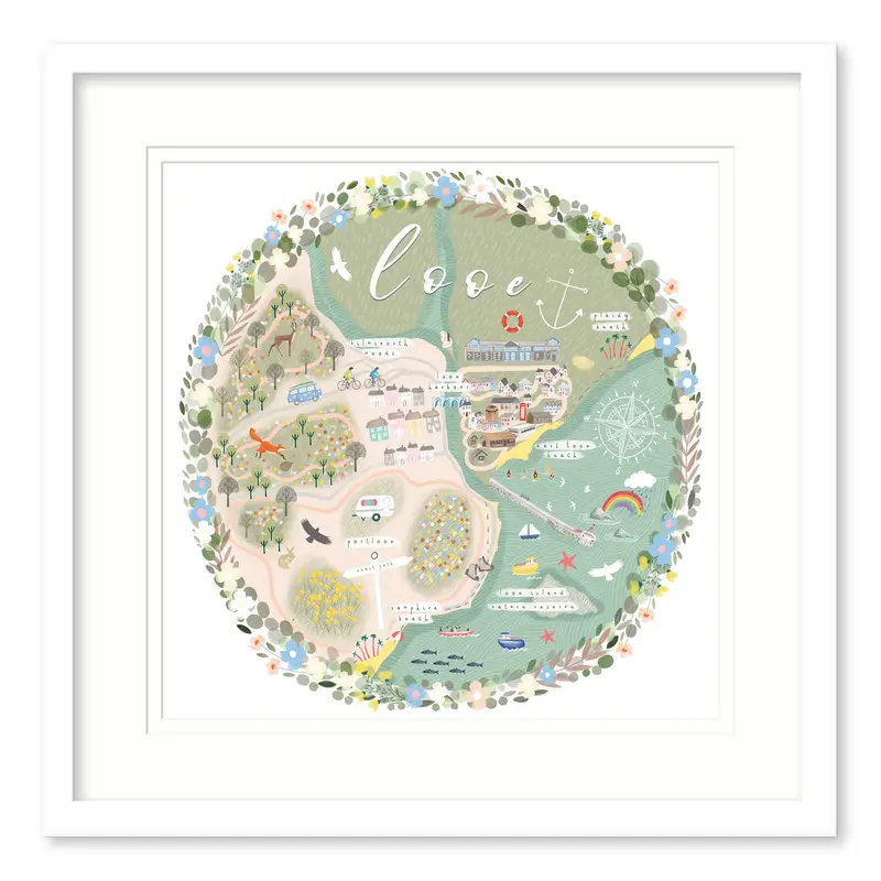 WF820F - Looe Map Medium Framed Print