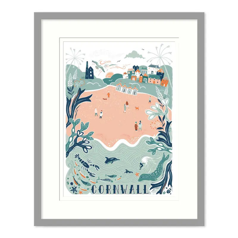 WF831F - Cornwall Lino Framed Print