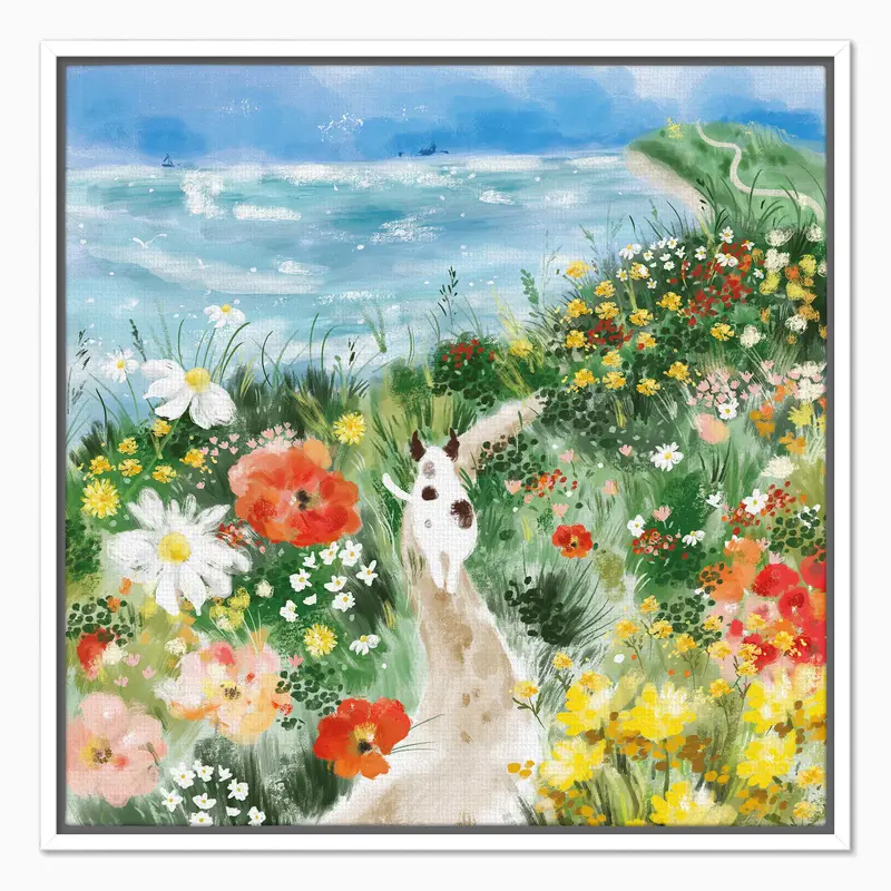WFC172F - Patch Among the Wildflower Framed Canvas