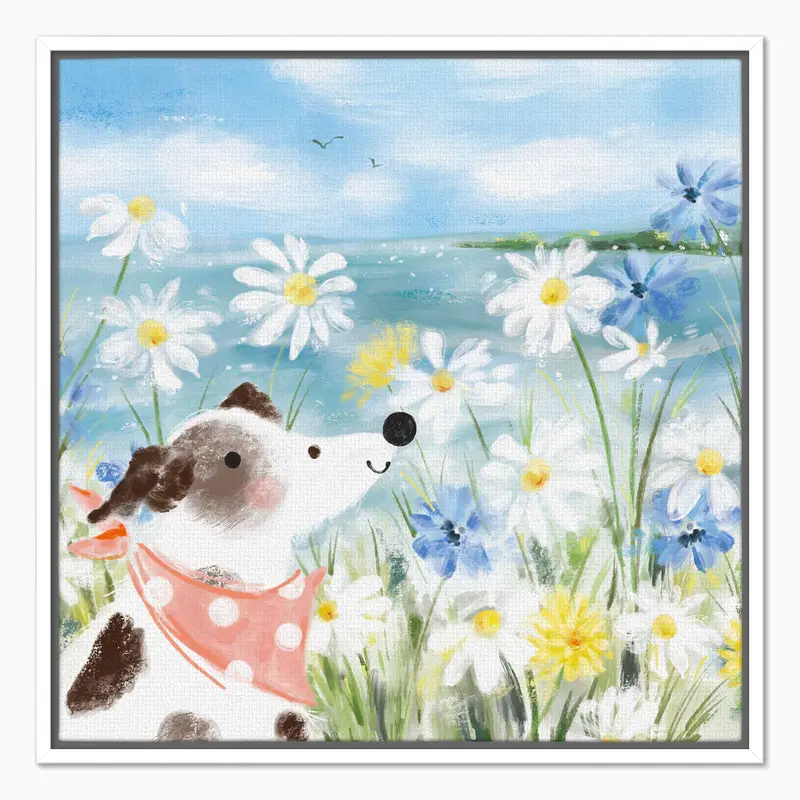 WFC173F - Patch and the Daisies Framed Canvas