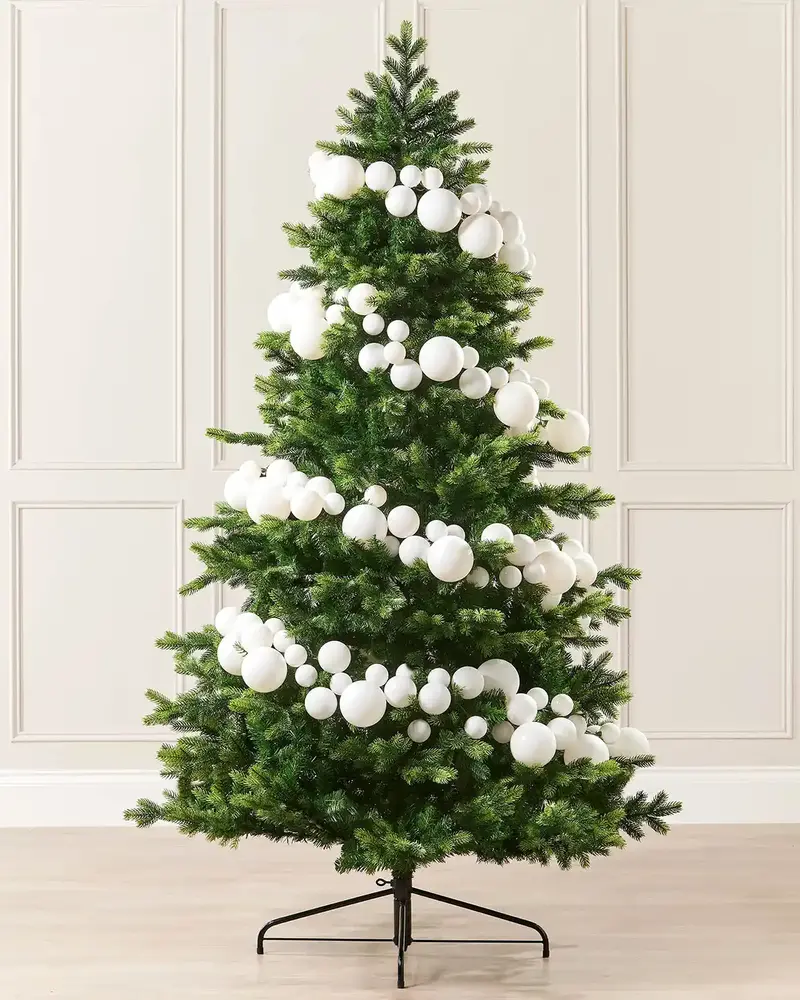 White Bauble Garland, 9 ft