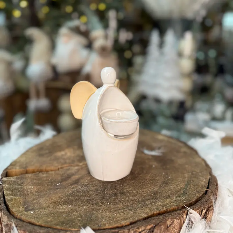 White Ceramic Angel Tea Light Holder