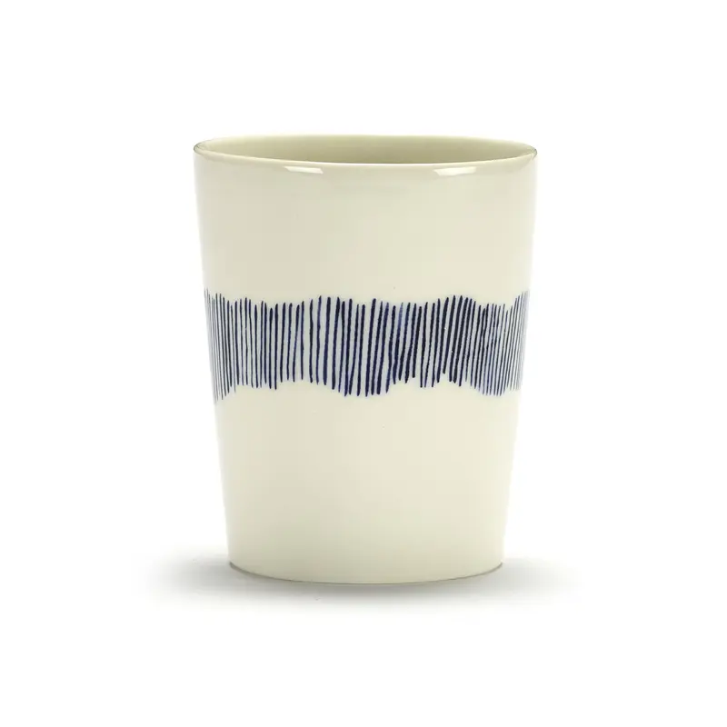 White Cup with Blue Stripes
