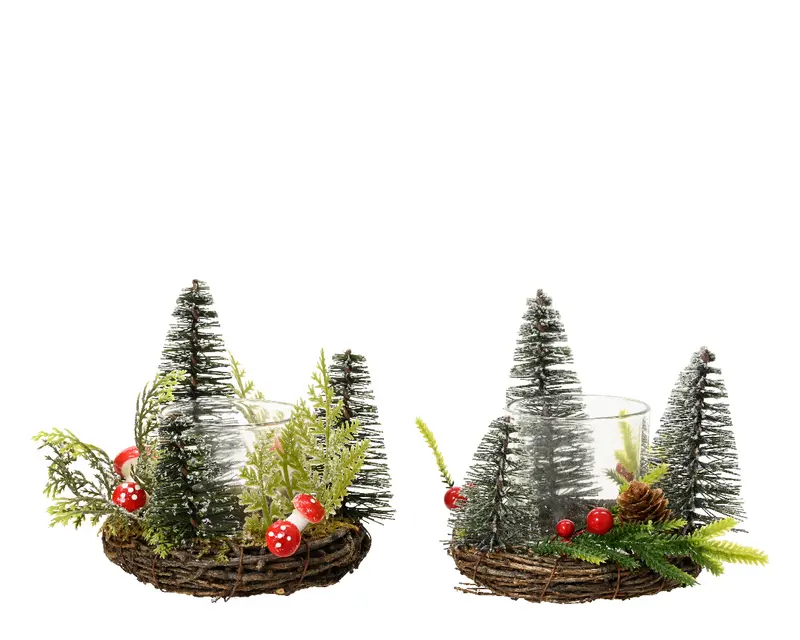 Wreath Pine Tree Berries Tealight Holder